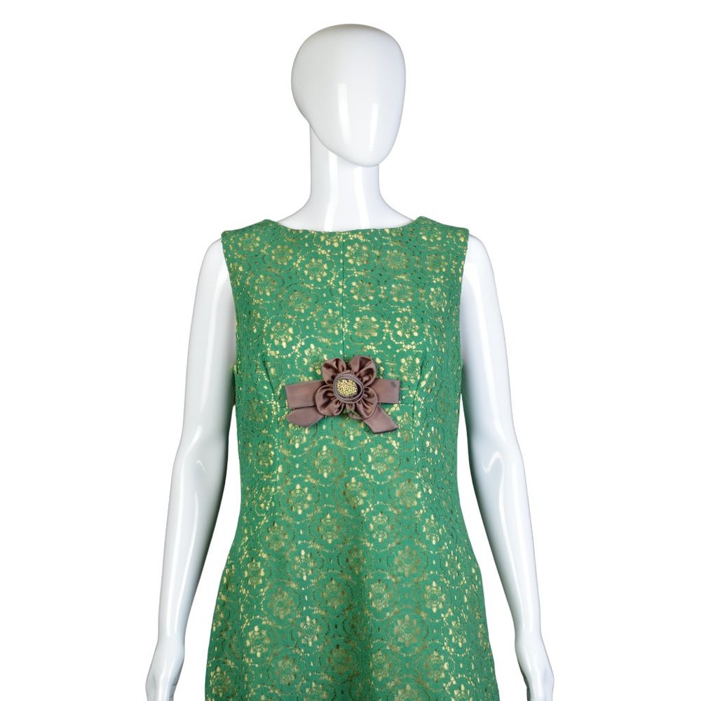 Estate Collection/Vintage 1960s Green Eyelet A-Line Dress Size 18 Awesome!